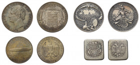 * Kleine Partie Deutschland mit 7 Münzen. Dabei Guldenklippe 1704 Ulm, 
Sachsen Johann 2 Taler 1855, Schützenmedaille Nürnberg 1897 auf das
XII. Bunde...