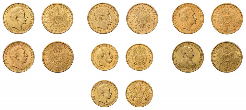 7 Goldmünzen Deutsches Kaiserreich. Dabei 4 x 20 Mark Preussen 1872A, 
1903A, 19...