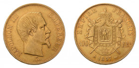 FRANKREICH. Napoleon III. 1852-1870. 
100 Francs 1857 A, Paris. 29 g.f.