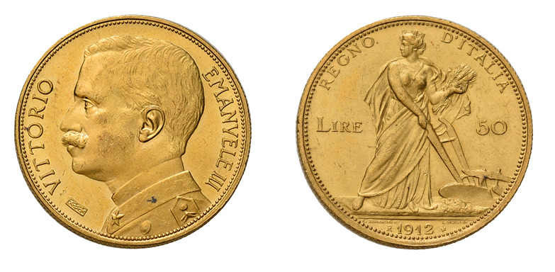 Königreich, Viktor Emanuel III., 1900 - 1946. 50 Lire 1912 R, Rom. 16,15 g. 
Fb....