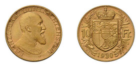 Franz I., 1929-1938. 10 Franken 1930, Bern. 2,90 g.f. Divo 125; Fb. 16.
Selten, nur 2.500 Exemplare geprägt.