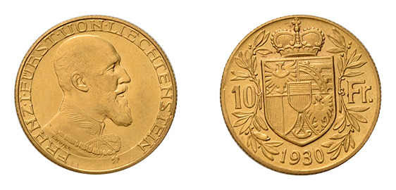 Franz I., 1929-1938. 10 Franken 1930, Bern. 2,90 g.f. Divo 125; Fb. 16.
Selten, ...