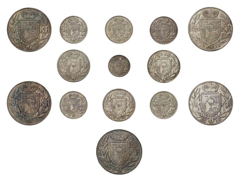 * Die Silbermünzen des Fürstentum Liechtenstein von 1900-1924. Kompletter
Satz d...