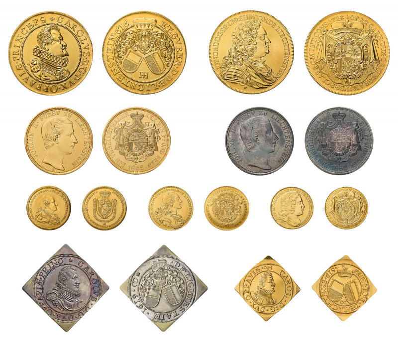 * Komplettes Set mit 7 Goldmünzen der Fürsten von Liechtenstein als
Nachprägunge...