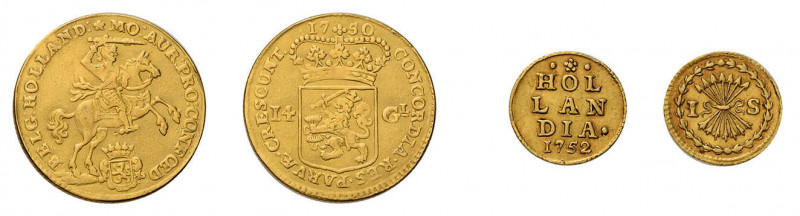 2 Goldmünzen. 1/2 Dukat 1752. Goldabschlag von den Stempeln des 
Stübers 1752, H...