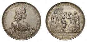 * Römisch-Deutsches Reich. Leopold I (1657-1705). Auf die Krönung Josephs I. 
zum Römischen König in Augsburg. Silbermedaille (1690) von P.H. Müller. ...