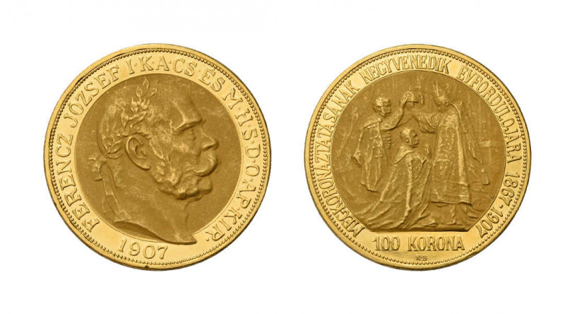 Franz Joseph I. 1848 - 1916, 100 Korona 1907 KB Kremnitz, Fr. 2193, 33,9 g.