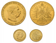 Grosses Investment Los mit österreichischen Goldmünzen. Dabei 50 Stück 
zu 100 Kronen 1915 und 200 Stück zu 10 Kronen 1912 in vorzüglicher Erhaltung. ...