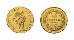 Helvetische Republik, 16 Franken 1800. HMZ 2-1184a., Fb. 282. 
Prächtiges Exemplar.
