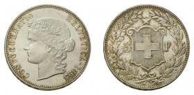* 5 Franken 1895 B, Bern. 25,2 g. HMZ 2-1198g. Unzirkuliert. Selten in dieser 
hervorragenden Erhaltung.