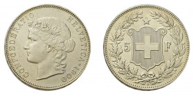 * 5 Franken 1900 B, Bern. 25,1 g. HMZ 2-1198i. Vorzügliches Exemplar. 
Selten, da nur 33‘000 Exemplare geprägt wurden