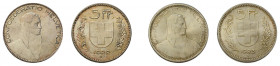 * 5 Franken 1922 B. 25 g. HMZ 2-1199a und 5 Franken 1923 B. 25 g. HMZ 2-1199c.
Zwei prachtvolle Exemplare.