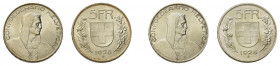 * 5 Franken 1925 B. 25g. HMZ 2-1199e und 5 Franken 1925 B. 25g. HMZ 2-1199f. 
Beide unzirkurliert.