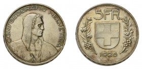 * 5 Franken 1928 B. 25,1 g. HMZ 2-1199g. Erstabschlag, schöne Patina. 
Ein absolut perfektes Prachtexemplar!