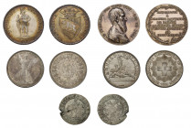 * 5 Münzen Schweiz. Dabei Taler Bern 1795 (Dav. 1759), Schützentaler 1861
Winkelried, Schützentaler 1879 Basel, Medaille auf Nicolaus von Flue sowie
C...
