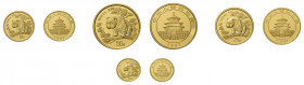 CHINA Gold Panda Münzset bestehend aus 5 Yuan 1/20 Unze, 10 Yuan 
1/10 Unze, 25 Yuan ¼ Unze und 50 Yuan ½ Unze, 1997.