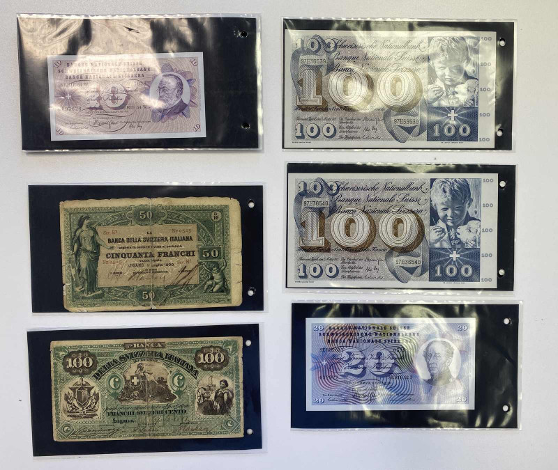 * Kleine Partie Banknoten Schweiz. Dabei 10 x 10 Franken 1970, 3 x 20 Franken
19...