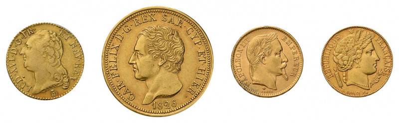 14 Goldmünzen. Dabei 20 Lire 1873 M Italien, 20 Francs 1877 Belgien, 2 x 
1 Sove...