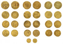 13 Goldmünzen Europa. Dabei u.a. 1/4 Dukat 1700, Lammprägung, Sachsen 
Sophiendukat 1616, Frankfurt, Goldgulden o.J. Johannes der Täufer, Italien
Carl...