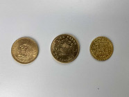 3 Goldmünzen alle Welt. Dabei u.a. Mexiko und Chile. Zusammen c.a. 44,6 g.f.