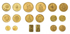 9 Goldmünzen alle Welt. Dabei 2 Escudos 1854 Costa Rica, 50 Francs 1965 
Burundi, 2000 Francs 1968 Guinea, 25 Dollars 1990 Cook islands, 
25 Francs 19...