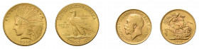 11 Goldmünzen alle Welt. Dabei 5 x 1 Sovereign England verschiedene Jahr-
gänge, Dänemark 20 Kronen 1873, Russland 10 Rubel 1900, USA 10 Dollar 
1914 ...