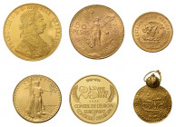 * Eine interessante Partie mit Goldmedaillen und Goldmünzen aus aller Welt. Dabei
20 Pesos und 50 Pesos von Mexiko. 1 Unze American Eagle, 4 Dukat Öst...