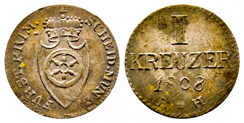 Frankfurt Carl Theodor von Dalberg, 1806-1810, 1 Kreuzer, 1808 , AG 0,62 g., Sup...