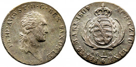 Royaume de SAXONY, Frédéric Auguste, 1/6 Thaler 1809, AG 5,39 g., SUP