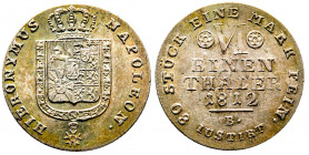 Westphalia Hieronymus (Jerome) Napoleon Bonaparte 1807-1813, 1/6 thaler, 1810, AG 5,76 g., FDC