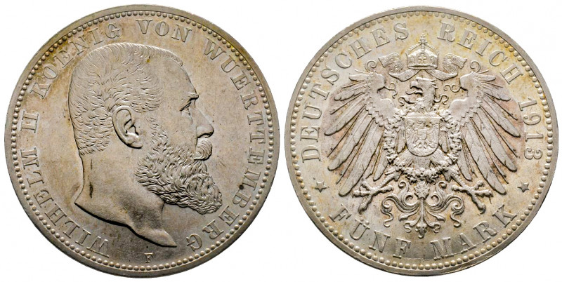Allemagne, 5 Mark, 1913 F König Wilhelm II. von Württemberg (1891-1918), AG 27,7...