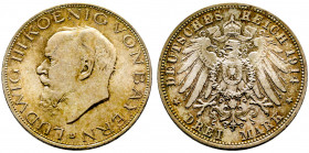 Baviera, Ludwig III (1913-1918), 3 Marks, 1914 D, AG 16,68 g., FDC