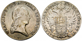 François Ier (1792-1835), thaler 1821 V, Vienne, AG 28,08 g., Ref : Dav. 7, Superbe