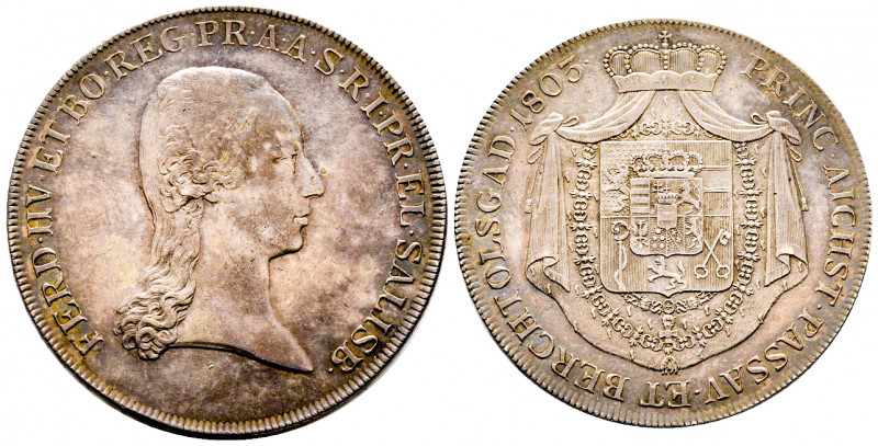 Prince Ferdinand III 1803-1805
Taler, Salzburg, 1803, AG 27.82 g. Ref : Dav. 43,...