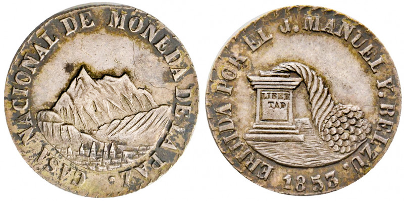Bolivia
Médaille en argent, 1853, "contruction de l'atelier monétaire", AG 6.73 ...