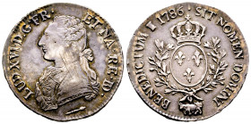 Louis XVI 1774-1792
Écu aux branches d'olivier de Bearn, Pau, 1786 , AG 29.27 g.
Ref : G.356
TTB+