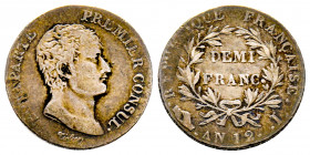 France, Bonaparte premier consul, 1/2 franc, An 12 I Limoges, AG 2,49 g., G 394 TTB