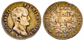France, Bonaparte premier Consul, 1/2 franc AN 12 T Nantes, , AG 2,43 g., G 394
TB