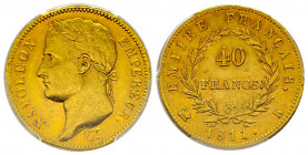 Premier Empire 1804-1814
40 Francs, Bordeaux, 1811 K, AU 12.88 g.
Ref : G.1084, Fr.509
PCGS AU55.
Quantité : 6333 exemplaires. Rare.