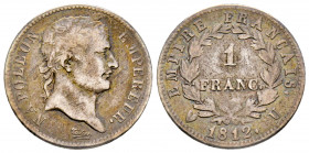 France, Département de l'Eridan 1 franc, 1812 U Turin, AG 4,76 g., rayures sinon TB