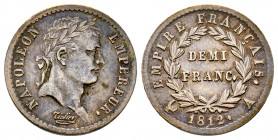 France, Napoléon Empereur, 1/2 franc 1812 A Paris, AG 2,40 g., SUP