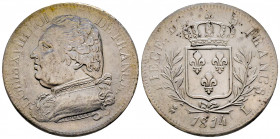 France, Louis XVIII, 1814 L, Bayonne, 5 Francs, AG 25 g., Ref : G.591, FDC