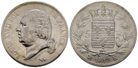 France, Louis XVIII, 1817 K, Bordeaux, 5 Francs, AG 25 g., Ref : G.614, FDC
