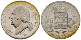 France, Louis XVIII, 1823 L, Bayonne, 5 Francs, AG 25 g., Ref : G.614, FDC