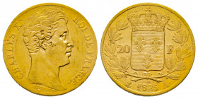 France, Paris, Charles X, 1824-1830, 20 francs, 1825 A, AU 6,42 g., SUP EX PCGS AU53 CERT N 17234702