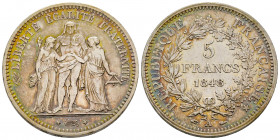 France, Deuxième République, 5 Francs Hercule, 1848 A, AG 25 g., Ref: G.683, TTB-SUP