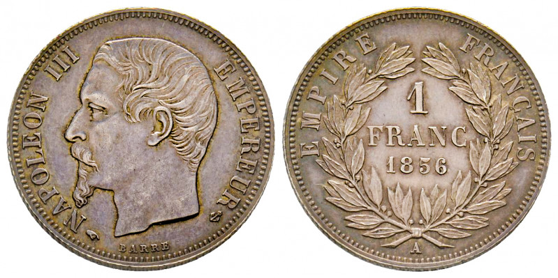 France, Napoléon III, tête nue Paris, 1 franc, 1856 AG 5 g., SUP
