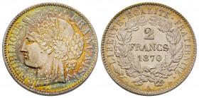 France, Paris, 2 francs Cérès, 1870 A, AG 9,94 g., FDC