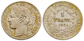 France, Troisième République, 1 franc Cérès, 1881 Paris, AG 5 g., FDC