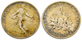 France, Paris , 1 franc Semeuse 1904, AG 5 g., FDC